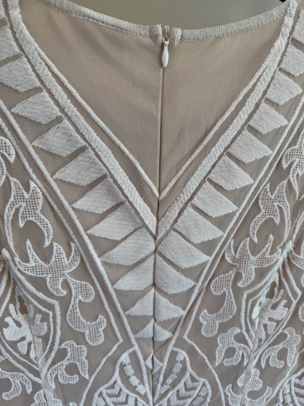 Selfie Leslie White Embroidered Lace Long-Sleeve Dress with pleated ruffle hem - Picture 6 of 8